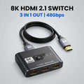 3x1 HDMI 2.1 Switch 8K 60Hz, Aluminum Alloy 8K@60Hz HDMI Switch 3 in 1 Out, 8K Hdmi Selector Switcher for Game Consoles, Fire Stick