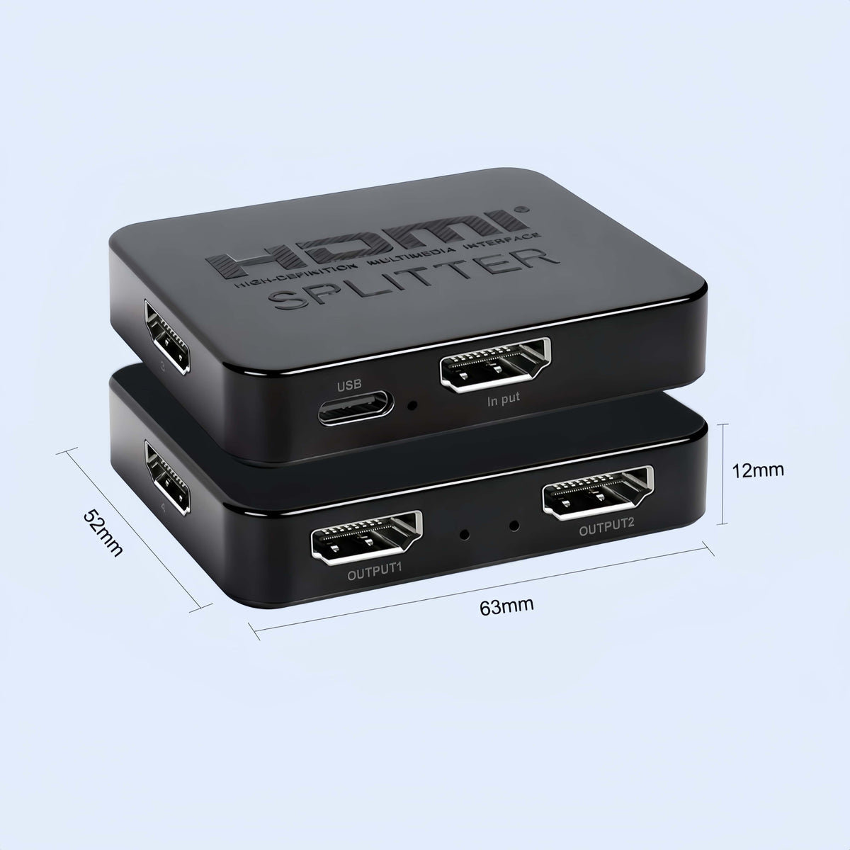 4K 30Hz HDMI Splitter 1 in 4 Out, Mirror 4 Displays Simultaneously, HDCP, USB-C Powered, HDMI Duplicator for TV, Monitor, Advertising Screen