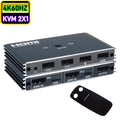 4K@60Hz HDMI 2x1 KVM Switcher HDMI KVM USB Switch Selector 2 In 1 Out with 4 Port USB for PC Loptop Support Monitor Printer