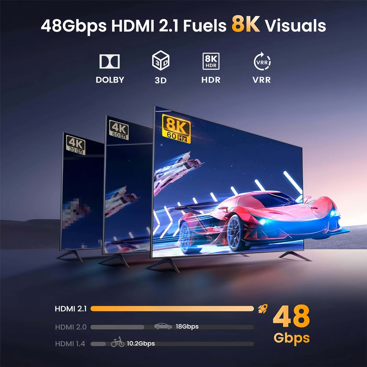 8K 60Hz HDMI + USB-C Switch 5 in 1 Out, 3 HDMI 2.1 + 2 Type-C Video Input, 4K 120Hz HDCP2.3, Mixed Input Switcher for MacBook, PC, PS5, Xbox, Monitor