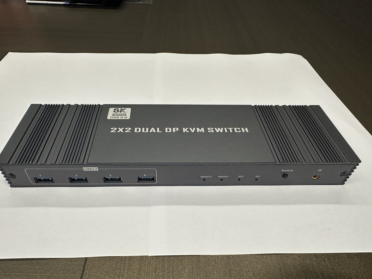 8K Displayport KVM Switcher for 2 Monitors 2 Computers 4K@120Hz DP KVM Switch Dual Monitor for 2 PC Sharing 2 Monitor of 1 Set Keyboard Mouse and USB Device with IR Controller