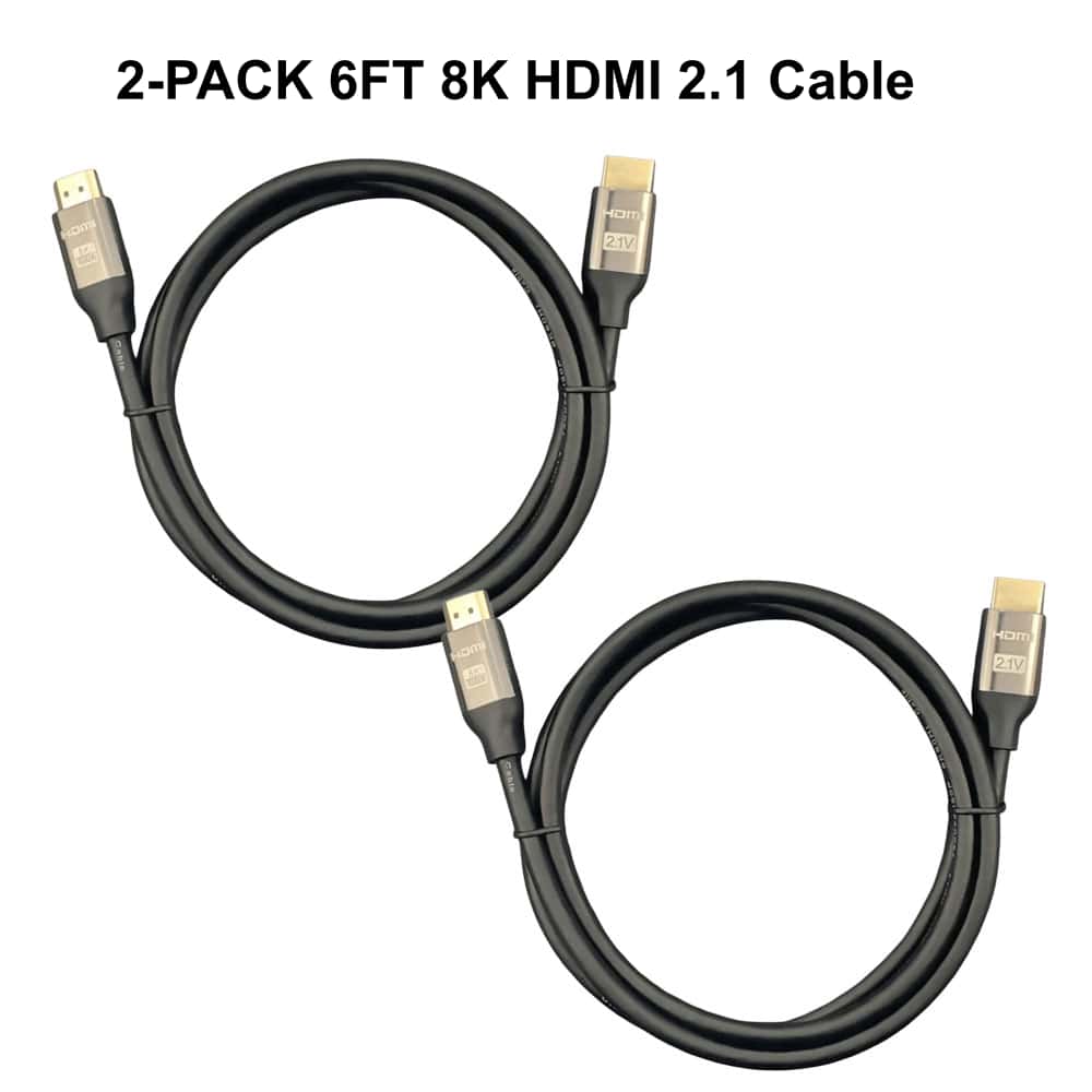 8K HDMI 2.1 Cable 6ft 2-Pack, 48Gbps 8K@60Hz 4K@120Hz HDMI Cord for PS5 Xbox Gaming Monitor TV
