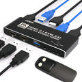 8K KVM Switch HDMI 2.1, 2 Port USB 3.0 KVM Switcher 2 in 1 Out with Remote Control, 8K@60Hz 4K@165Hz HDMI Switcher for 2 Computers Sharing Keyboard Mouse Monitor USB Devices