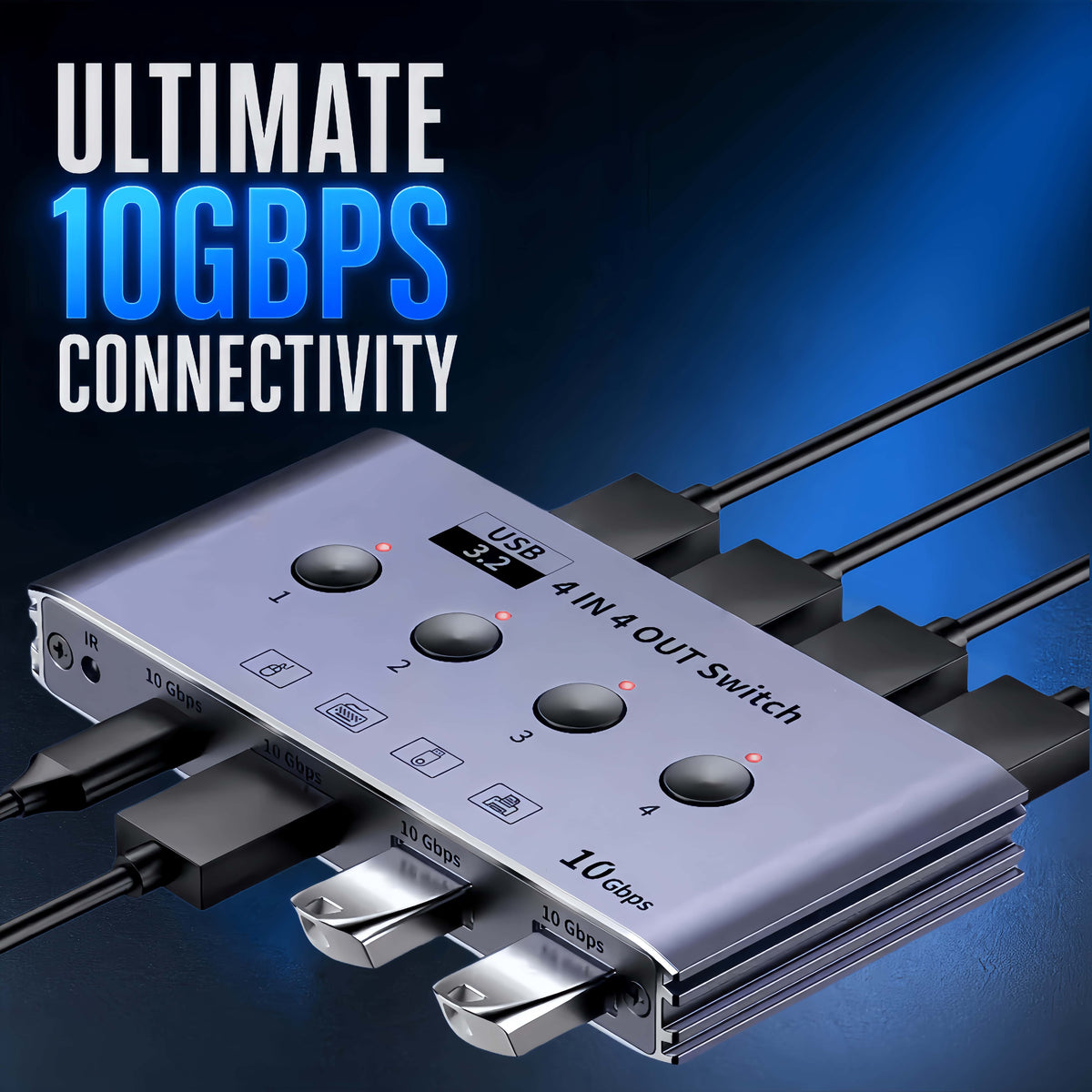 KVM USB C Switch with Controller 4 Computers Share 4 10Gbps USB 3.2 Gen 2 USB Switcher Selector for PC Laptop Keyboard