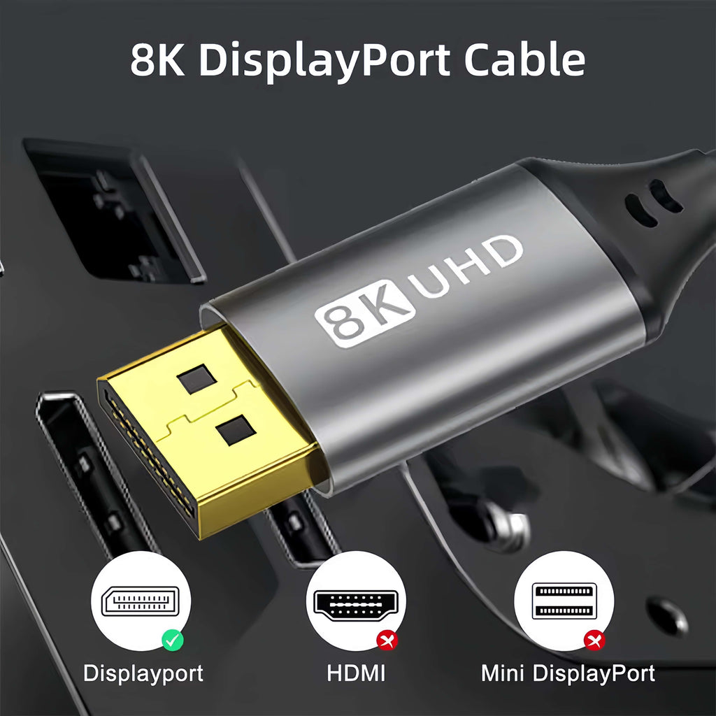 8K DP 1.4 Cable 6ft, DisplayPort 1.4 Cord 8K@60Hz 4K@240Hz for Gaming Monitor GPU