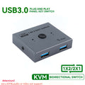 USB 3.0 Bidirectional Switch 2 in 1 Out / 1 in 2 Out, 5Gbps Manual USB Sharing Switcher for Two PCs Share Printer, Flash Drive, External Hard Drive