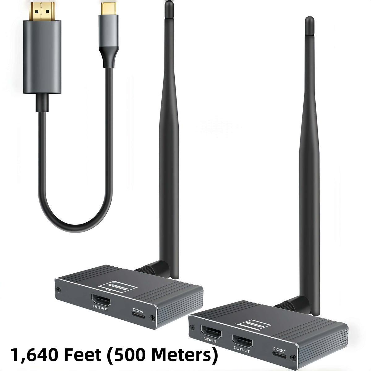Wireless HDMI Transmitter and Receiver, 5.8GHz Wireless HDMI Extender Kit with Loop Out Support 590Ft/180m Up to 1080P@60hz Video Resolution, Support laptops, PCs, DVD, Digital Video Cameras etc