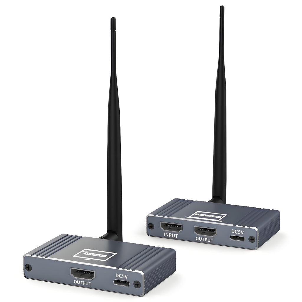 Wireless HDMI Transmitter and Receiver, 5.8GHz Wireless HDMI Extender Kit with Loop Out Support 590Ft/180m Up to 1080P@60hz Video Resolution, Support laptops, PCs, DVD, Digital Video Cameras etc