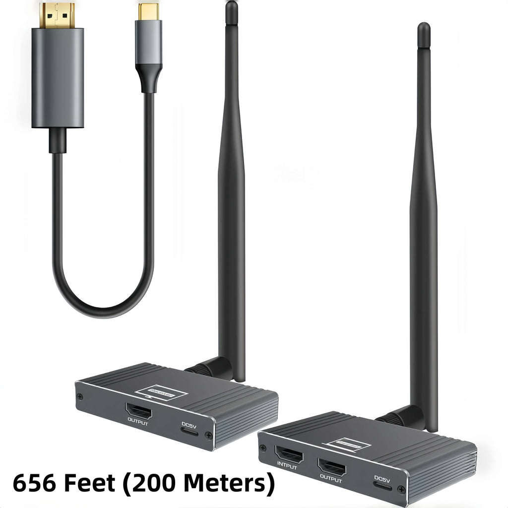 Wireless HDMI Transmitter and Receiver, 5.8GHz Wireless HDMI Extender Kit with Loop Out Support 590Ft/180m Up to 1080P@60hz Video Resolution, Support laptops, PCs, DVD, Digital Video Cameras etc