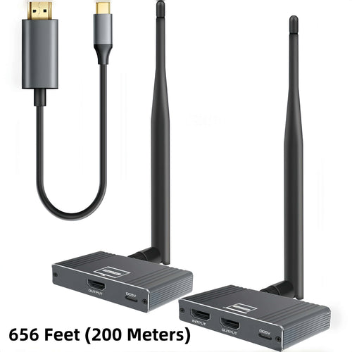 Wireless HDMI Transmitter and Receiver, 5.8GHz Wireless HDMI Extender Kit with Loop Out Support 590Ft/180m Up to 1080P@60hz Video Resolution, Support laptops, PCs, DVD, Digital Video Cameras etc