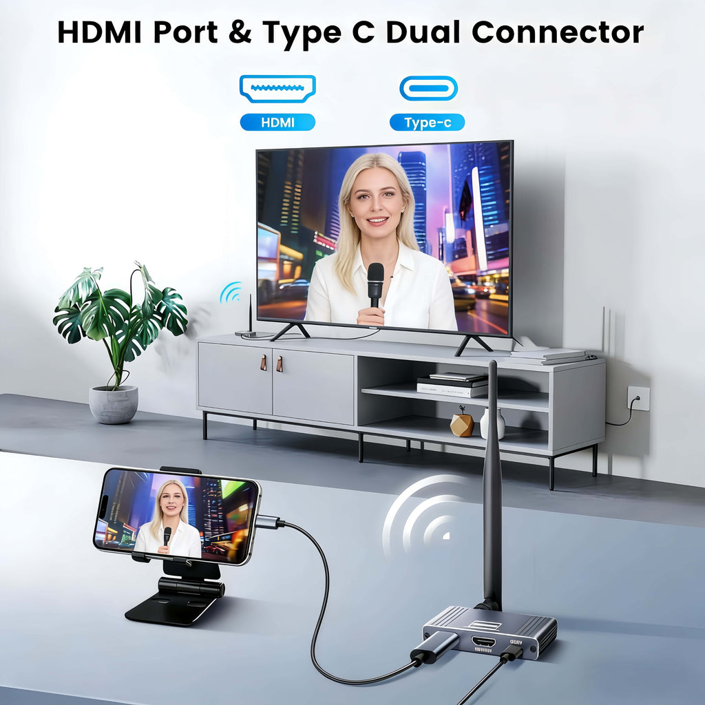Wireless HDMI Transmitter and Receiver, 5.8GHz Wireless HDMI Extender Kit with Loop Out Support 590Ft/180m Up to 1080P@60hz Video Resolution, Support laptops, PCs, DVD, Digital Video Cameras etc