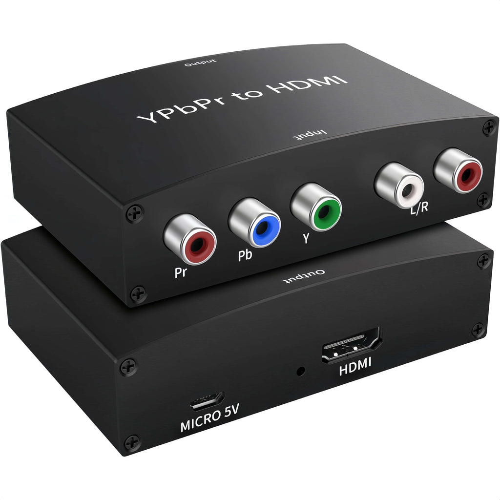 YPbPr Component to HDMI Converter 1080P@60Hz, 5RCA RGB YPbPr + R/L Analog Stereo Audio to HDMI Adapter for Old Component Source to Modern HDMI TV Monitor Projector